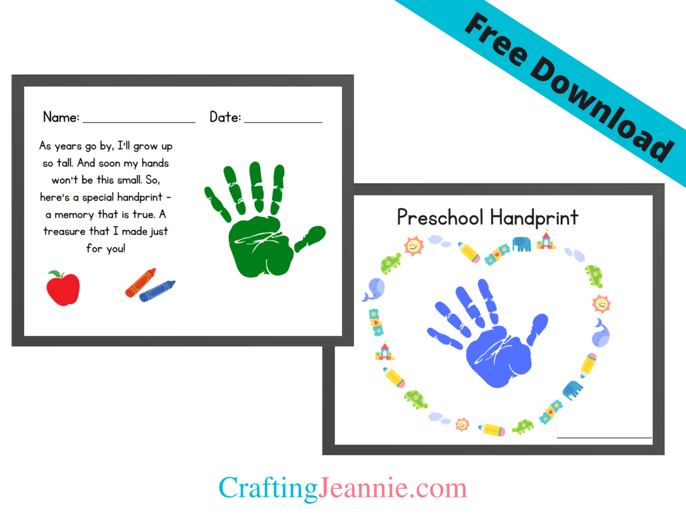 First Day Of School Handprint Poem Free Crafting Jeannie