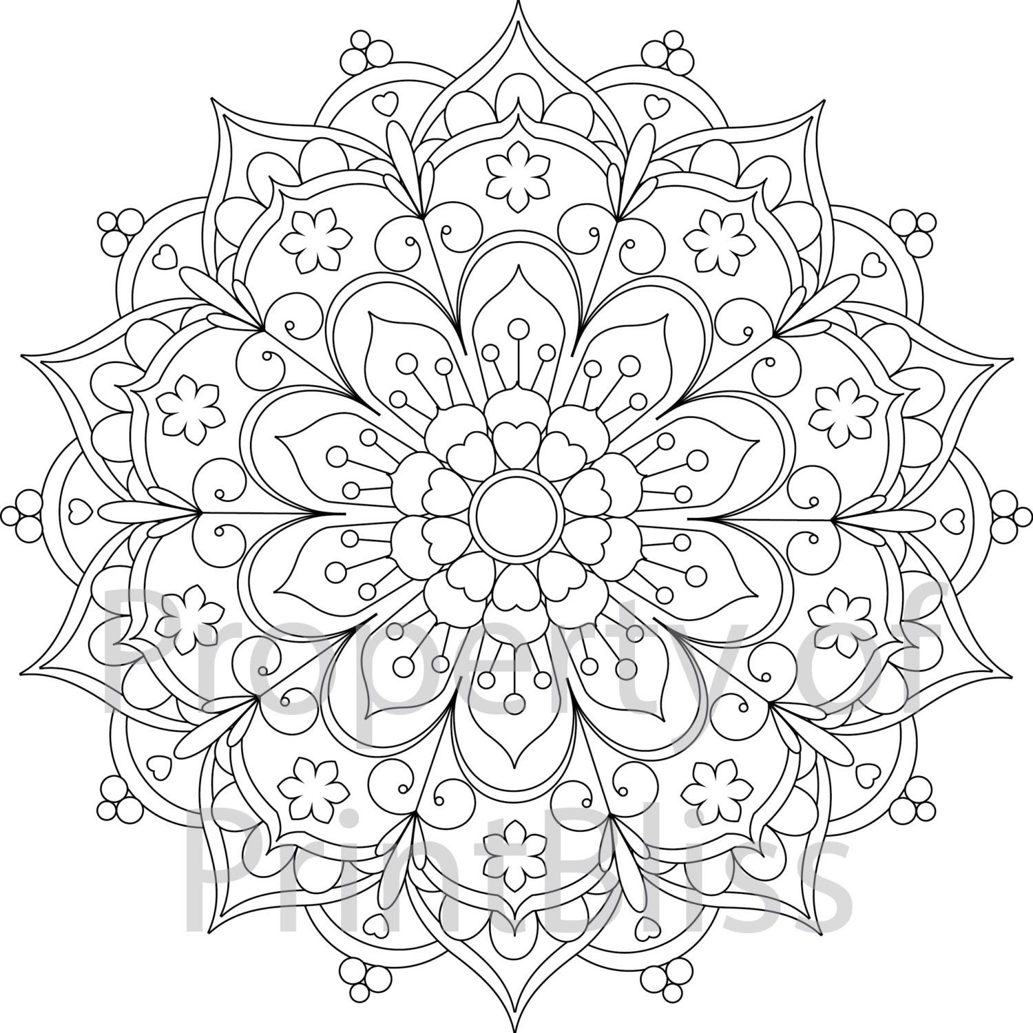 Flower Mandala Printable Coloring Page Etsy Mandala Coloring Books Abstract Coloring Pages Mandala Coloring Pages