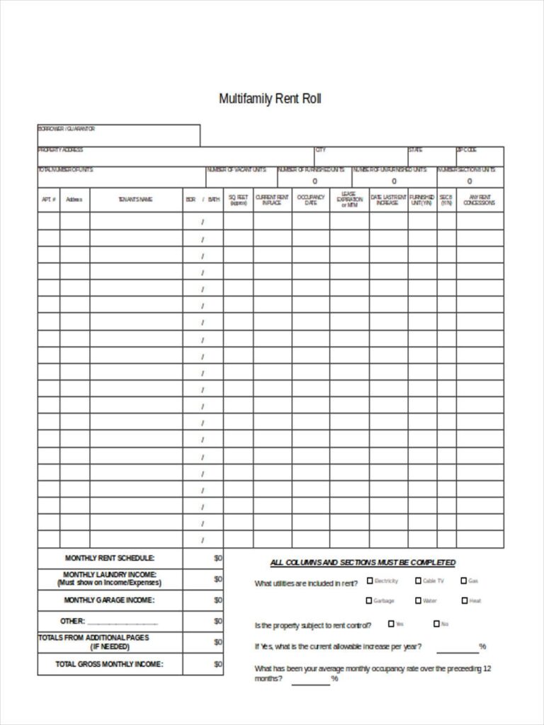 FREE 18 Sample Rent Roll Forms In PDF Ms Word Excel