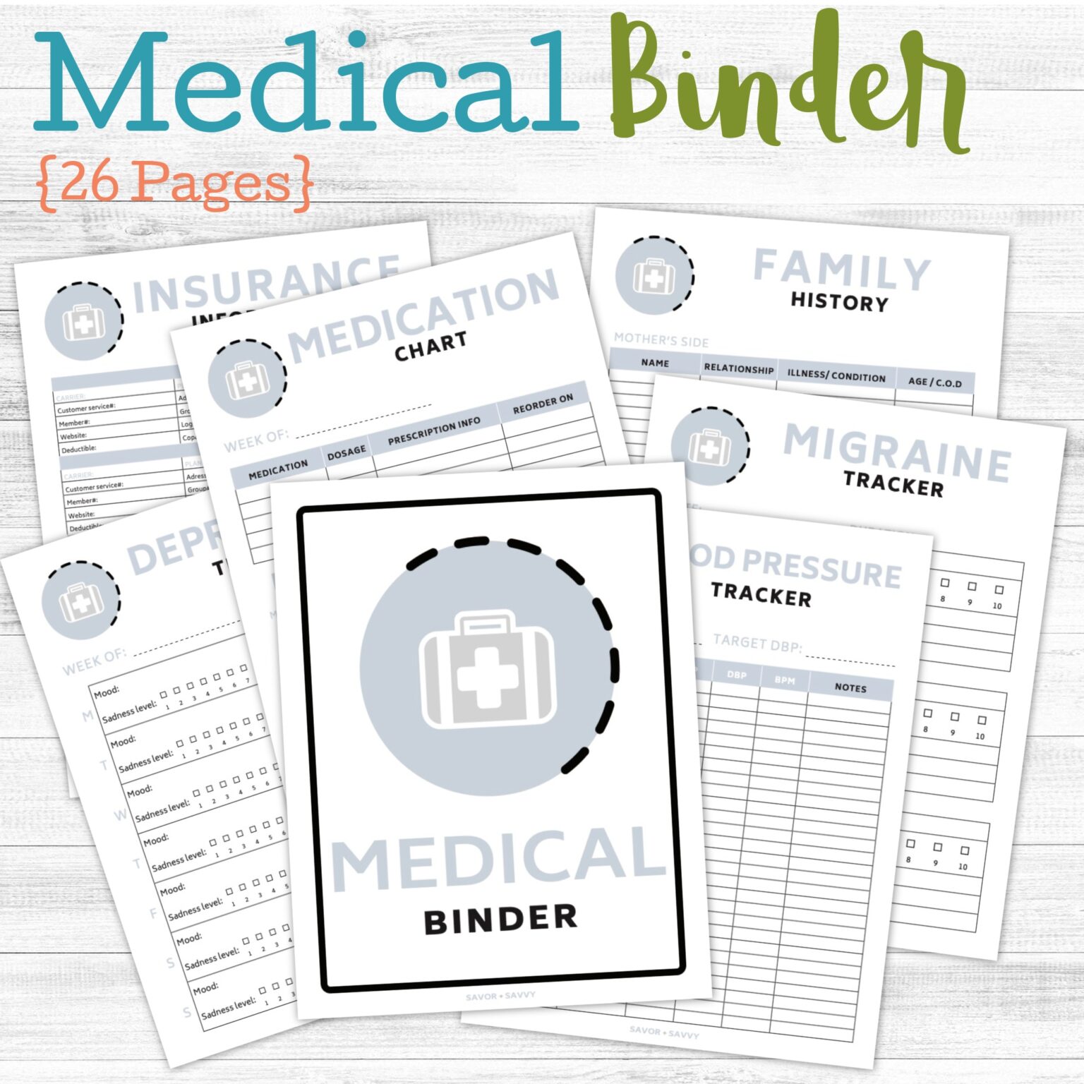 Free 4 Page Medical Binder Printable Savor Savvy Fillable Form 2023