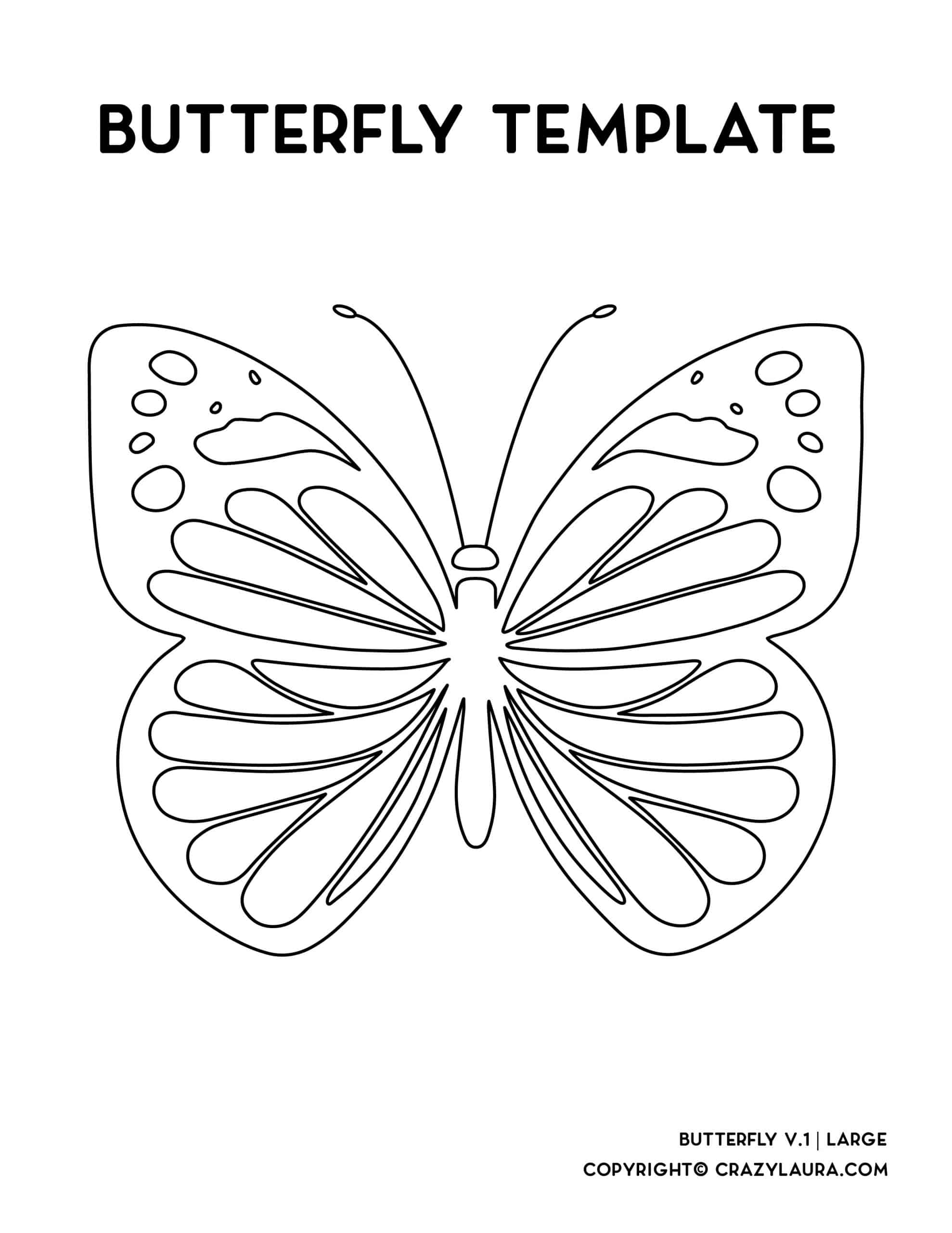 Free Butterfly Template Coloring Pages To Print Crazy Laura - Fillable ...