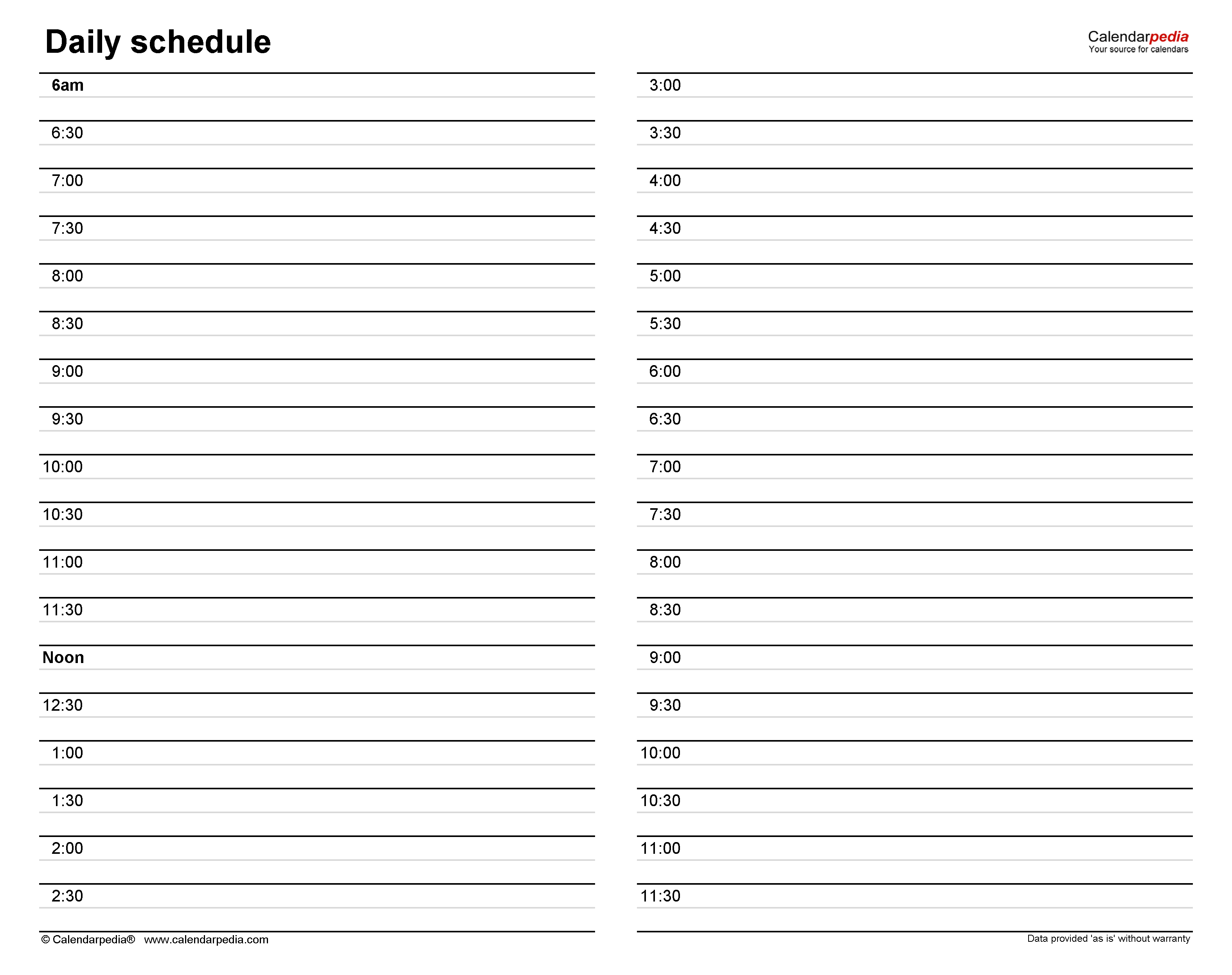 Free Daily Schedules In PDF Format 30 Templates