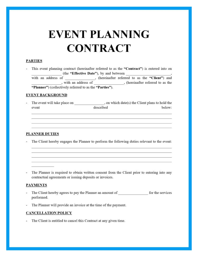 Free Downloadable Event Planning Contract Template