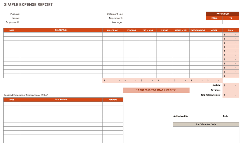 Printable Expense Report Template