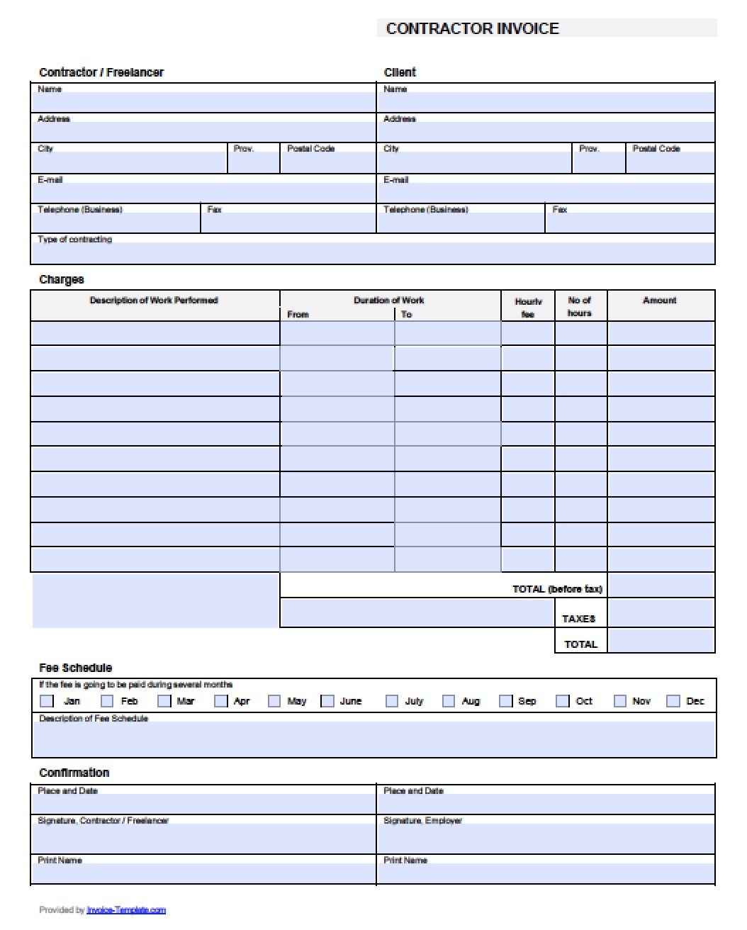 Free General Contractor Invoice Template PDF WORD EXCEL