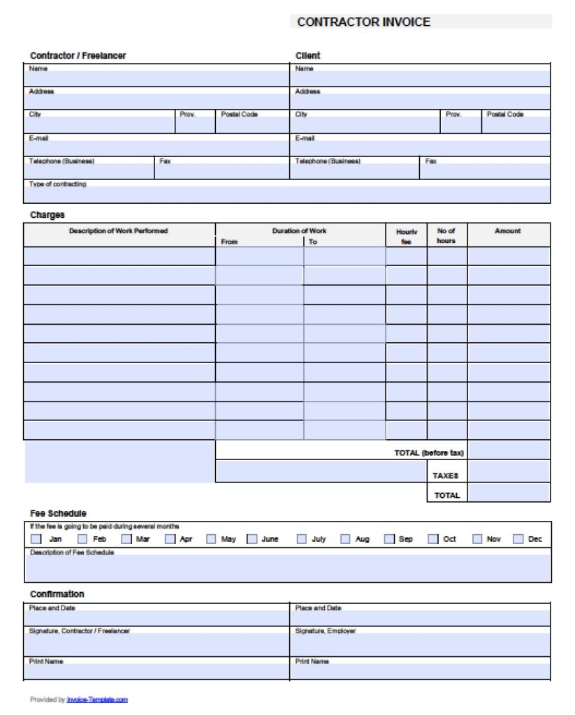 Free General Contractor Invoice Template PDF WORD EXCEL