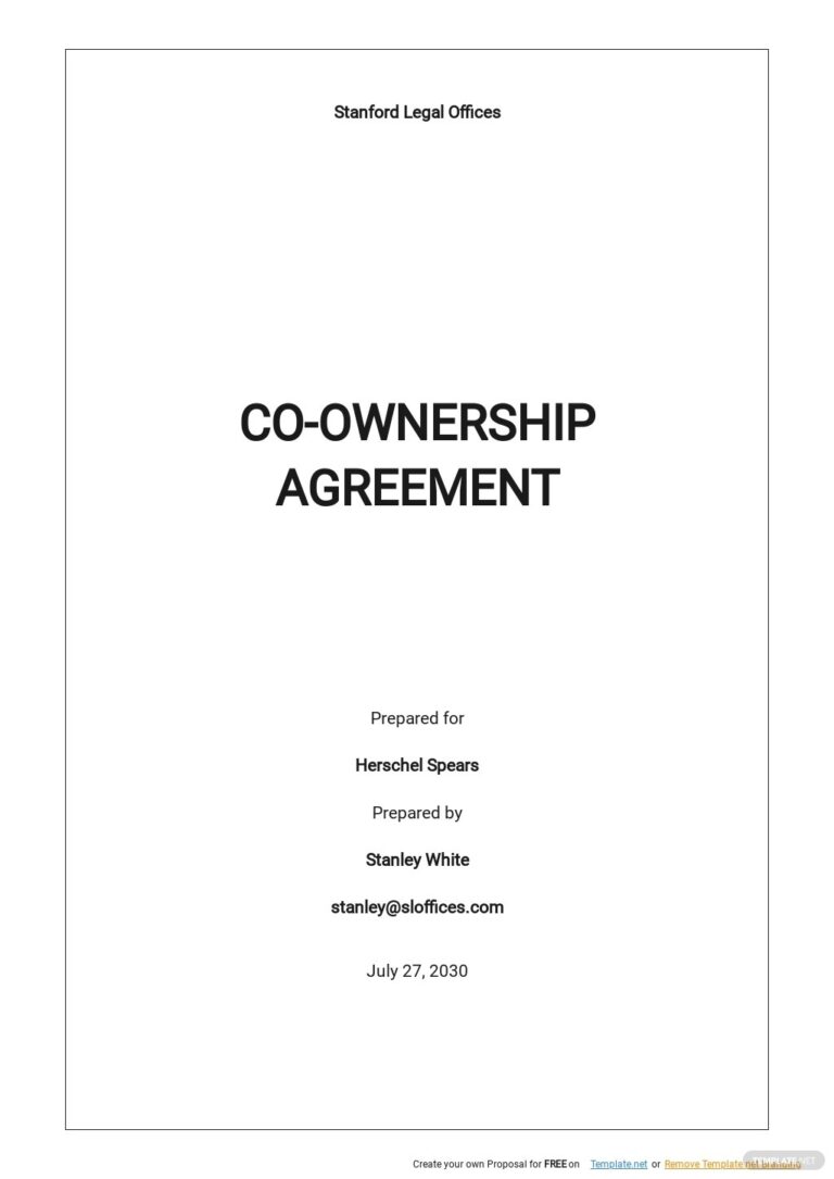 Free Home Co Ownership Agreement Template In Google Docs Word Apple ...