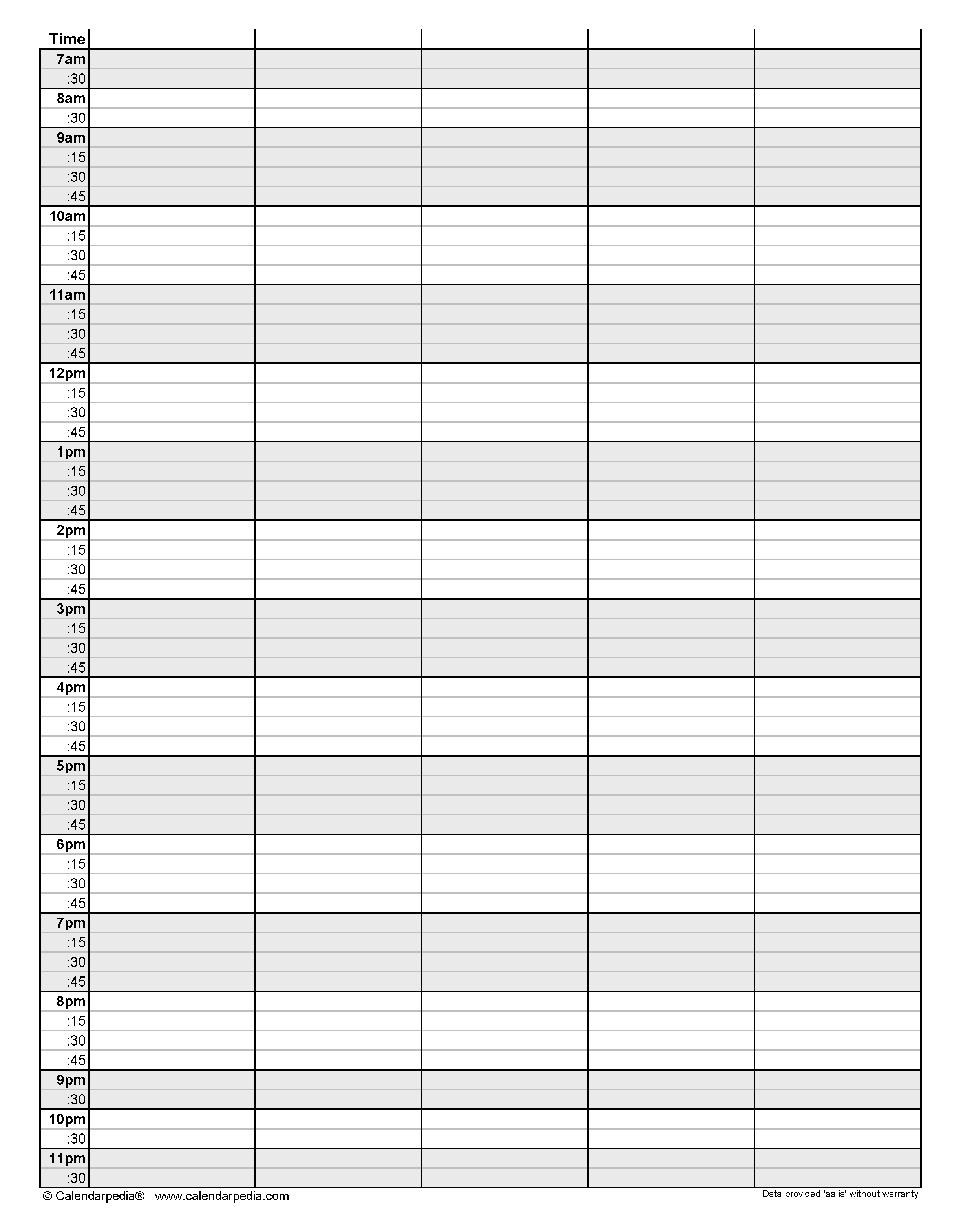 Free Hourly Planners In PDF Format 20 Templates