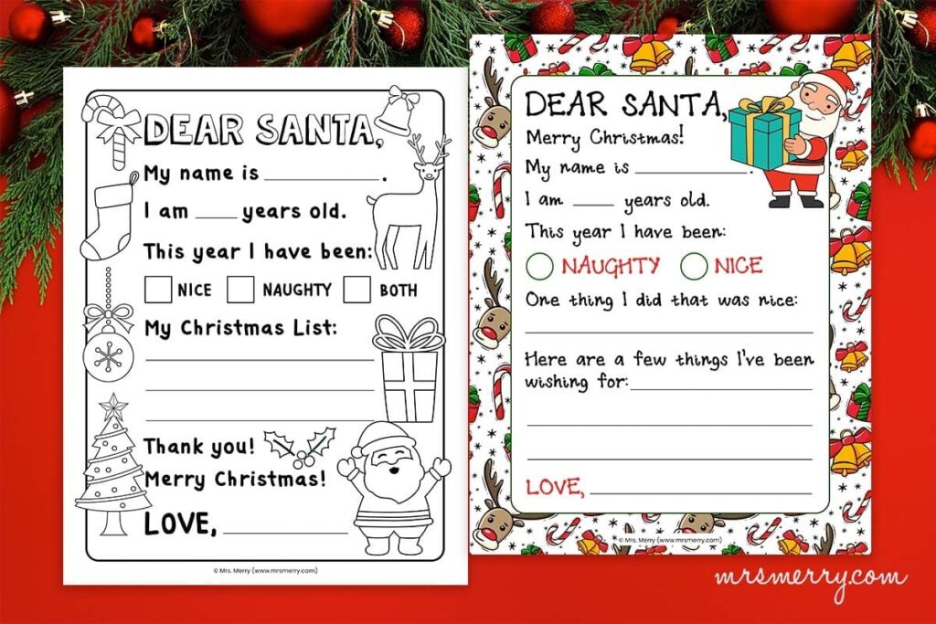 Letters To Santa Template Printable Free