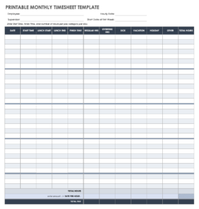 Free Monthly Timesheet Time Card Templates Smartsheet - Fillable Form 2023