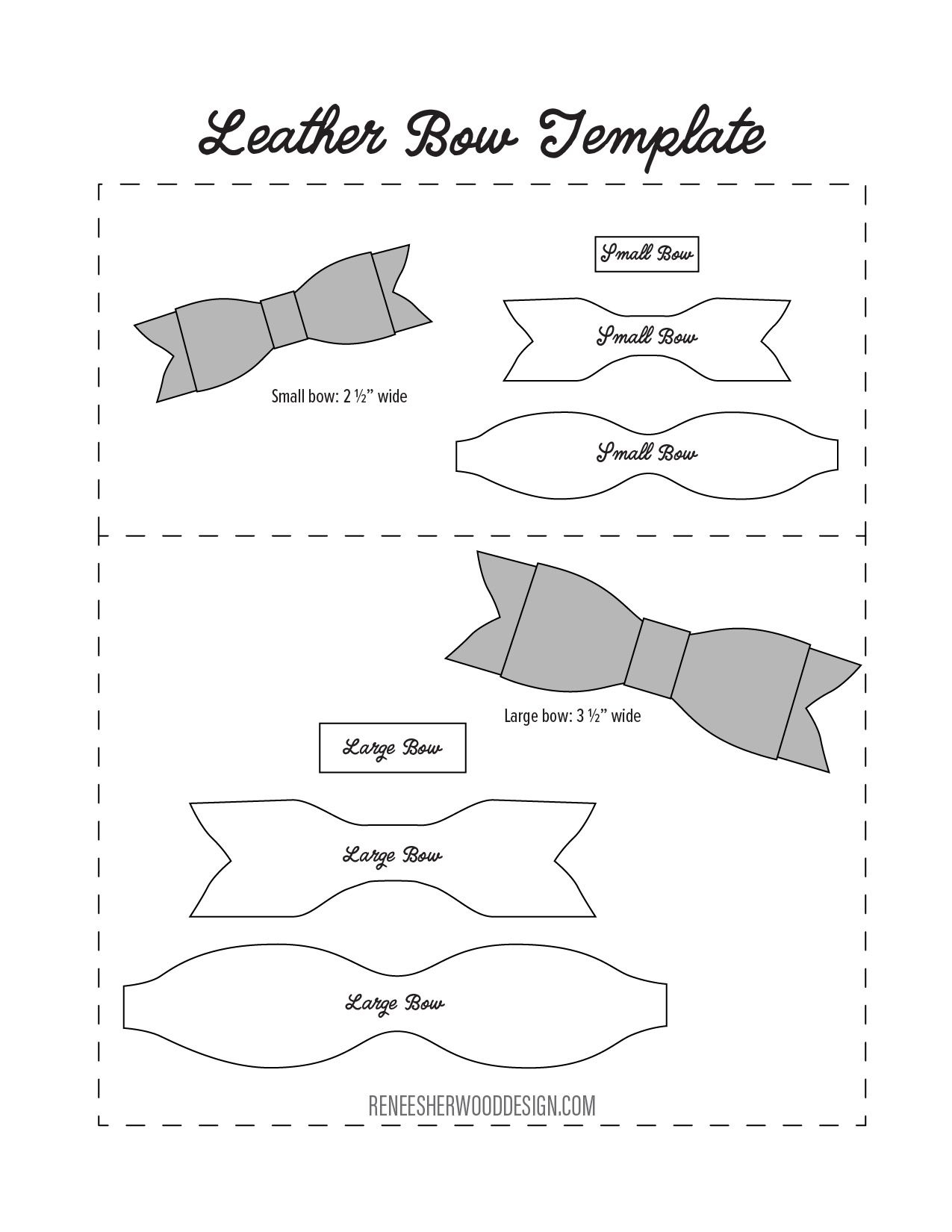 FREE No Sew Leather Or Felt Bow Template Download At Www rsherwooddesign Diy Leather Bows Leather Bows Felt Bows