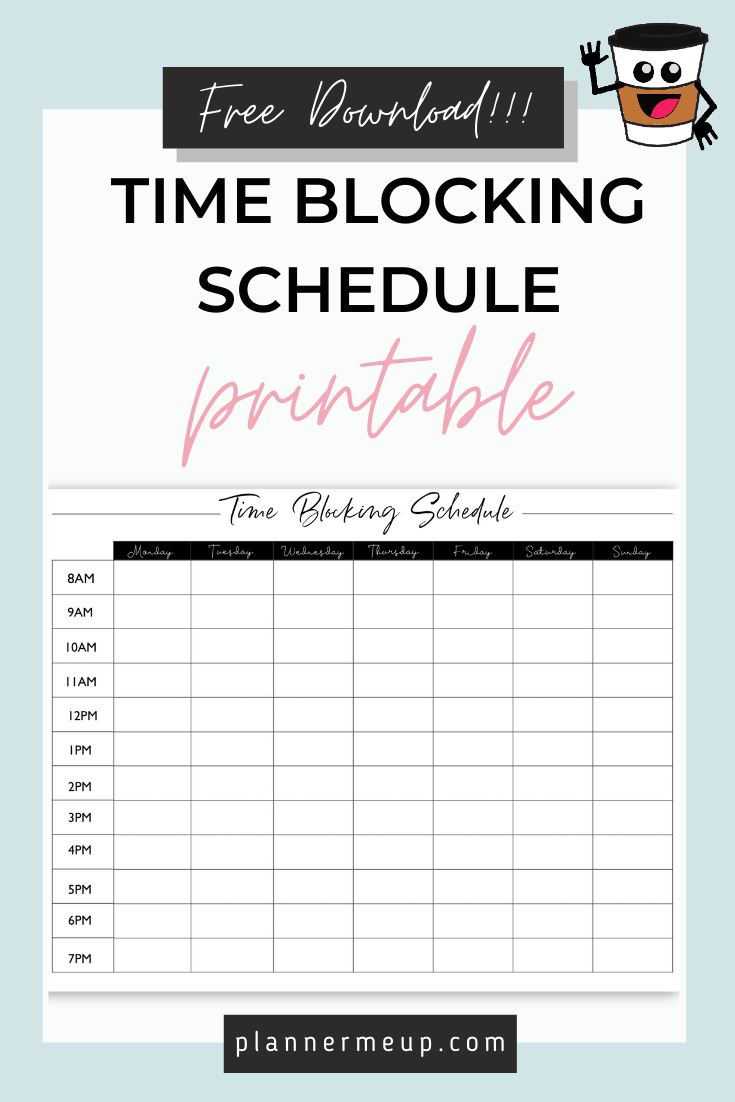 FREE Planner Page Printable Time Blocking Printable Time Blocking Template Time Blocking Printable Free Planner Pages Time Blocking