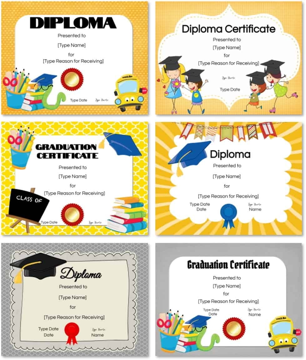 FREE Preschool And Kindergarten Graduation Certificate Templates