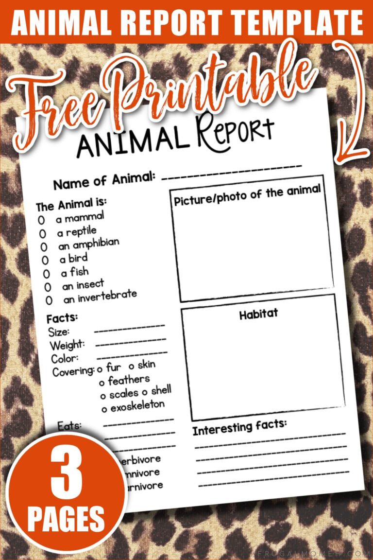 Free Printable Animal Report Template For Kids Frugal Mom Eh Fillable 