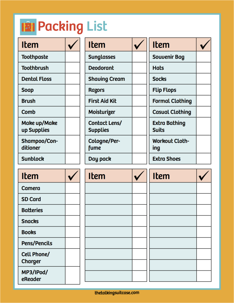 Free Printable Cruise Planner