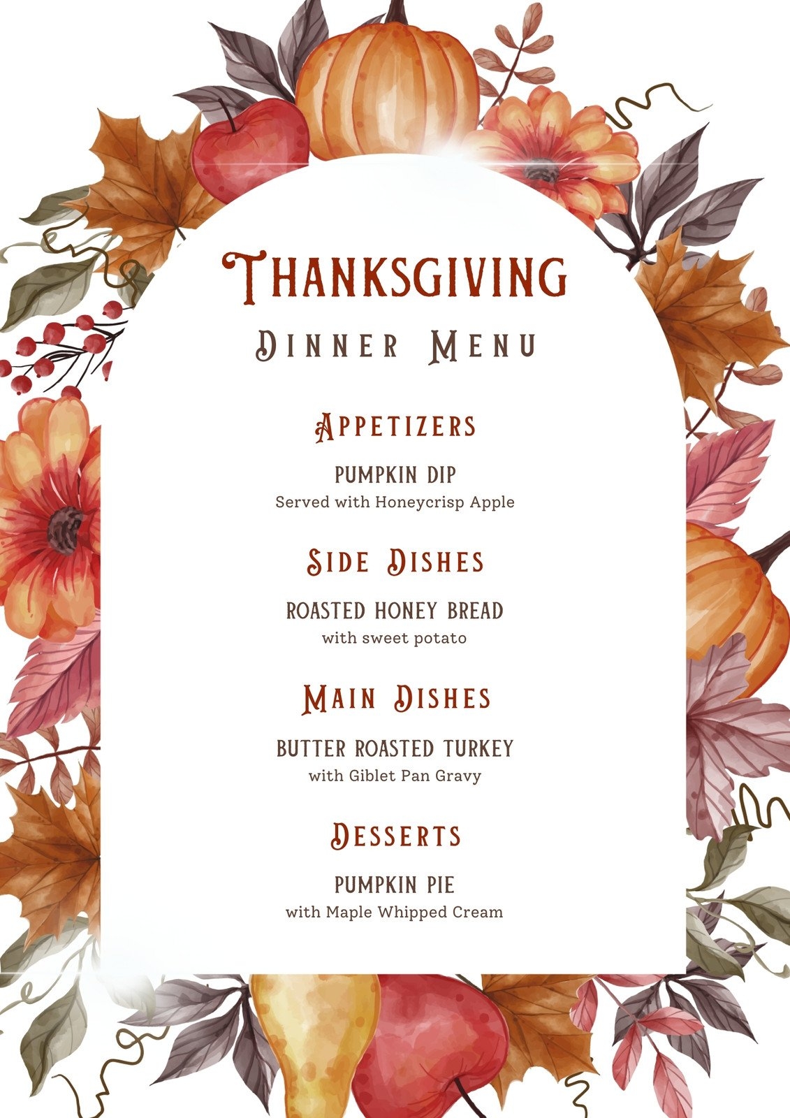 Free Printable Customizable Thanksgiving Menu Templates Canva