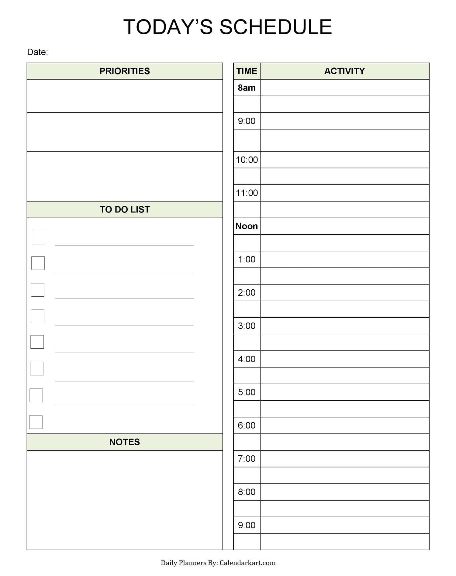 Free Printable Daily Planner 2022 6 Templates CalendarKart