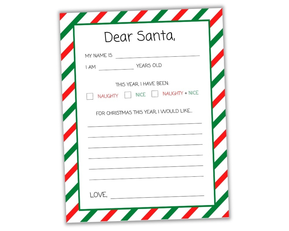 Printable Letter To Santa Template