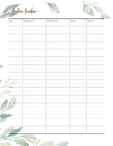 FREE Printable Donation Tracker Template PDF World Of Printables ...