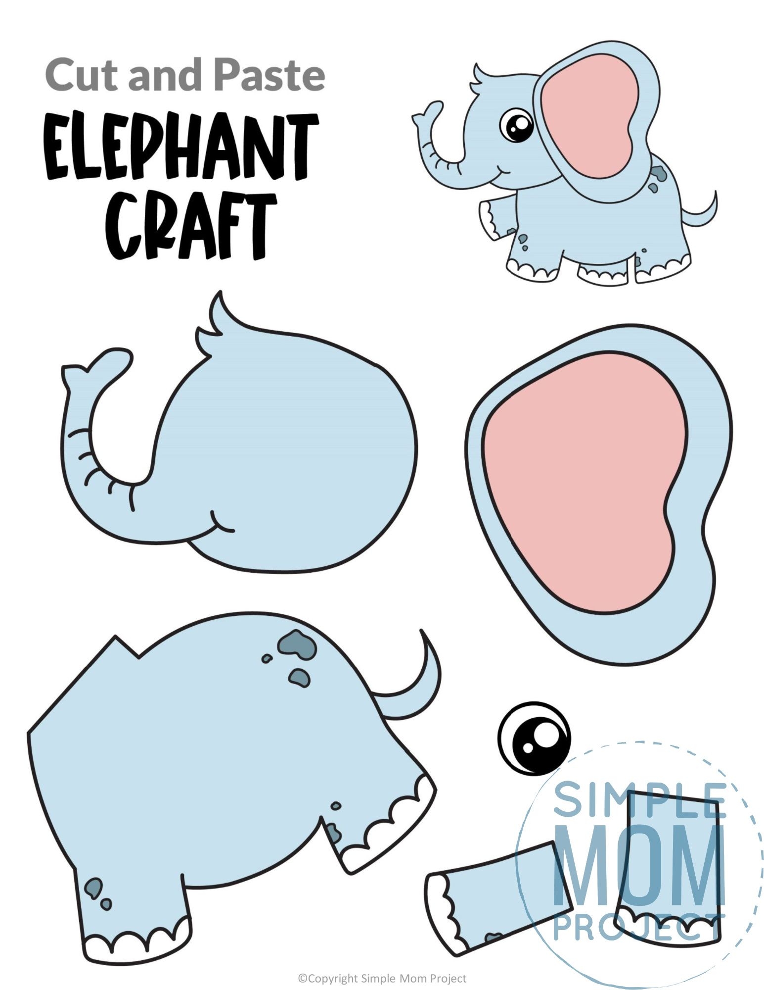 Free Printable Elephant Craft Template Safari Animal Crafts Elephant Crafts Animal Crafts For Kids