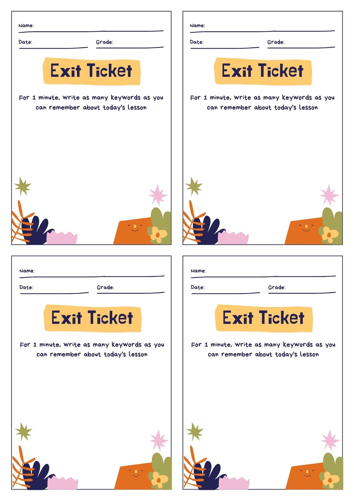 Free Printable Exit Ticket Templates You Can Customize Canva