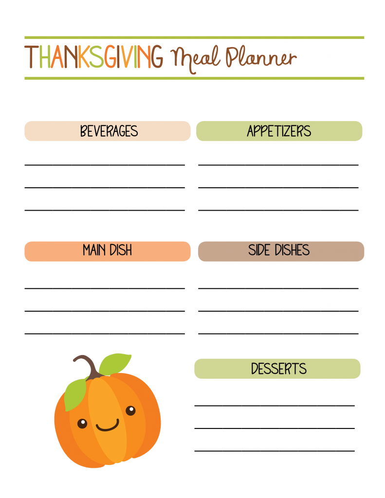 Thanksgiving Dinner Planner Printable