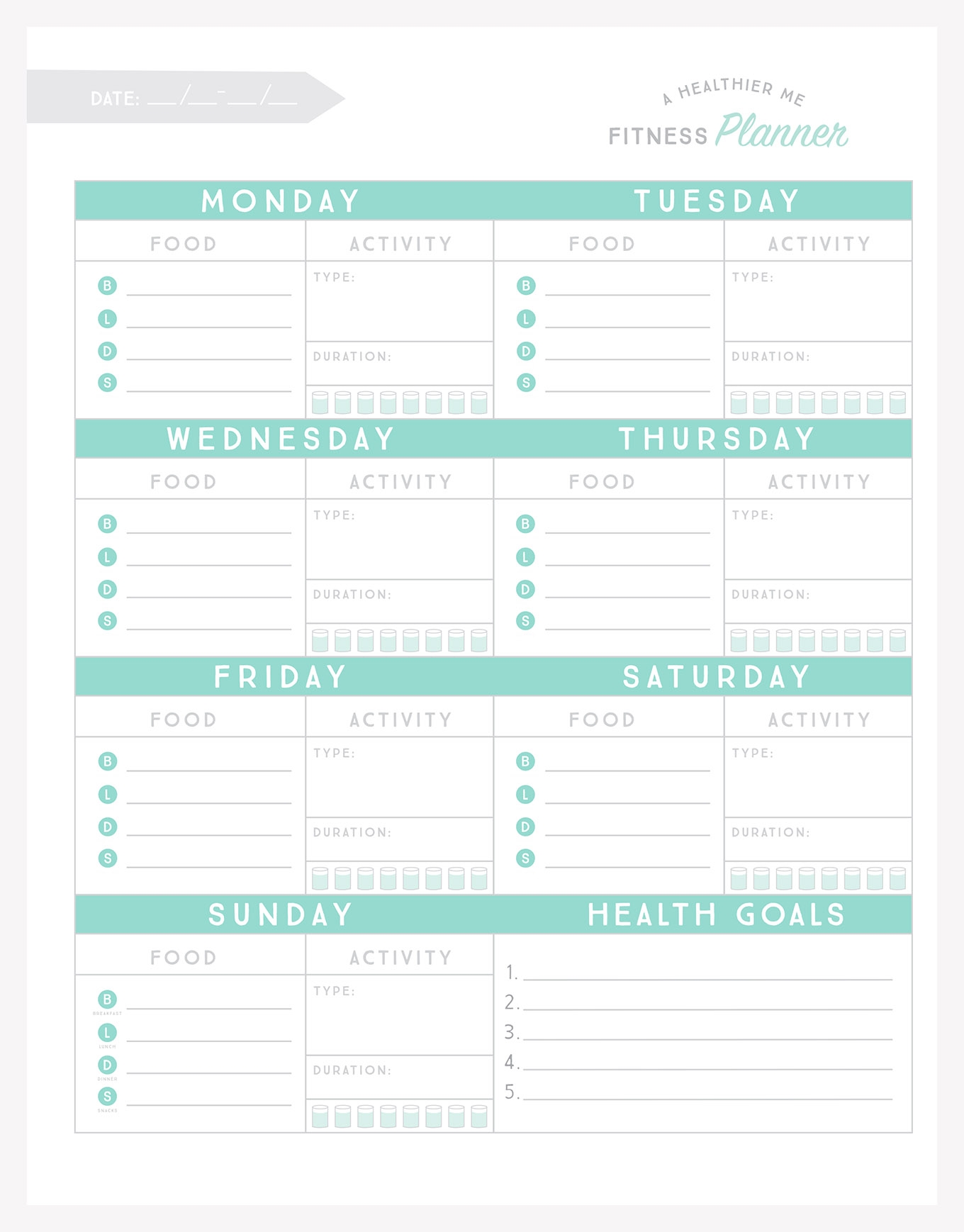 Free Printable Fitness Planner