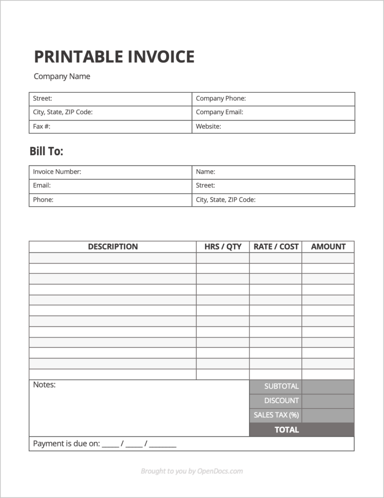 Free Printable Hvac Invoice Template