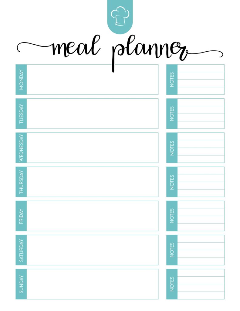 Printable Menu Planner Free