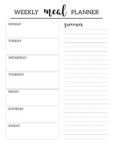 Free Printable Meal Planner Template Paper Trail Design Weekly Meal ...