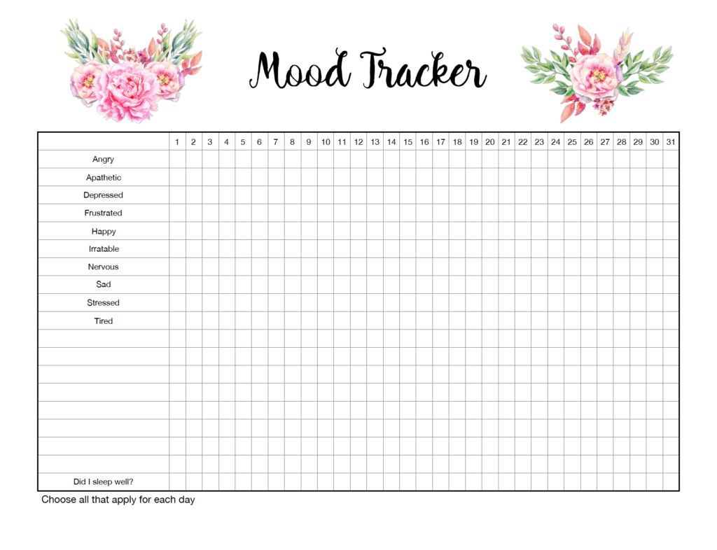 Free Printable Mood Tracker Template