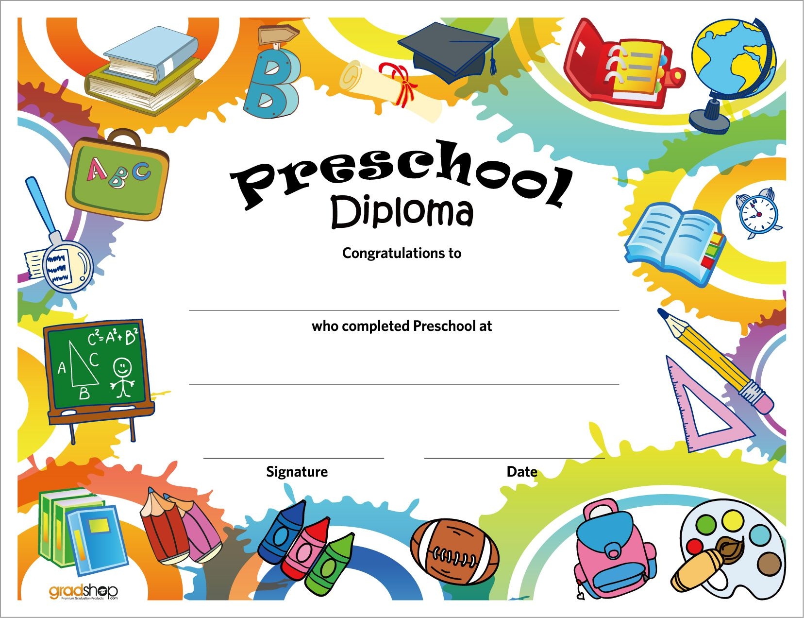 Free Printable Preschool Diploma Certificates Preschool Diploma Kindergarten Diploma Graduation Certificate Template