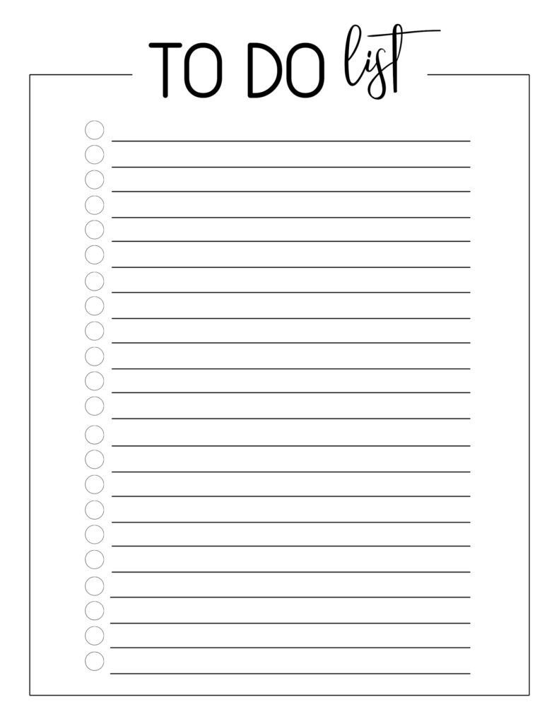 Free Printable To Do List Template