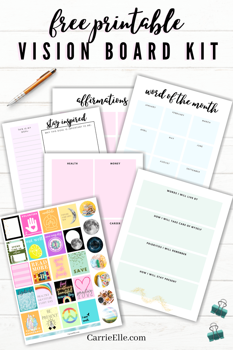 Free Printable Vision Board Kit Carrie Elle