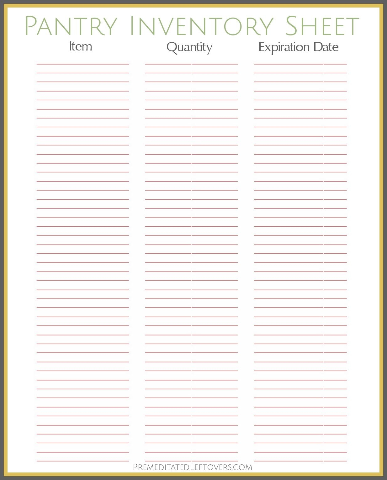 Free Printables Pantry Inventory Freezer Inventory Sheet Pantry Inventory Sheet