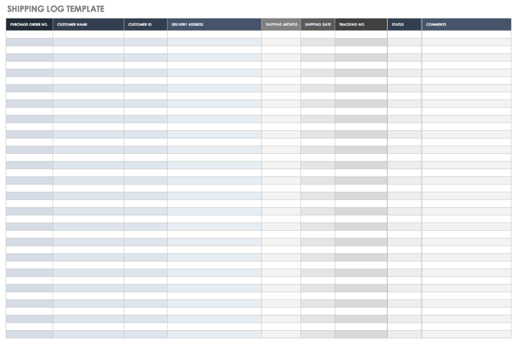 Printable Shipping Log Template