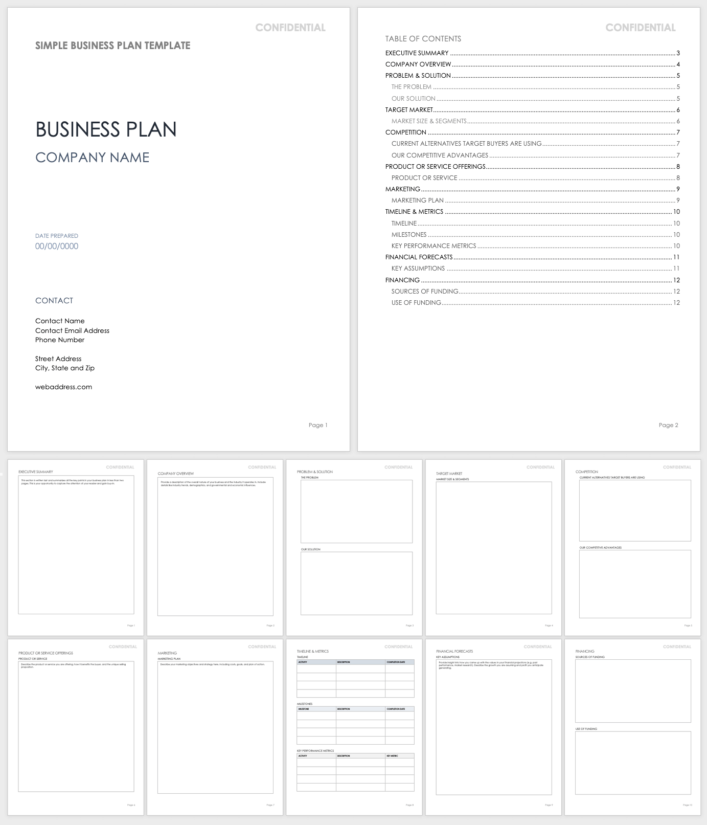 Free Simple Business Plan Templates Smartsheet