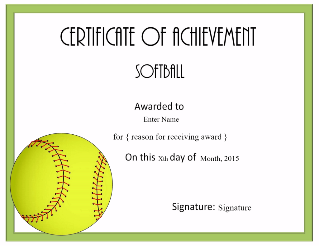 Free Printable Softball Certificate Template Free Fillable Form 2023