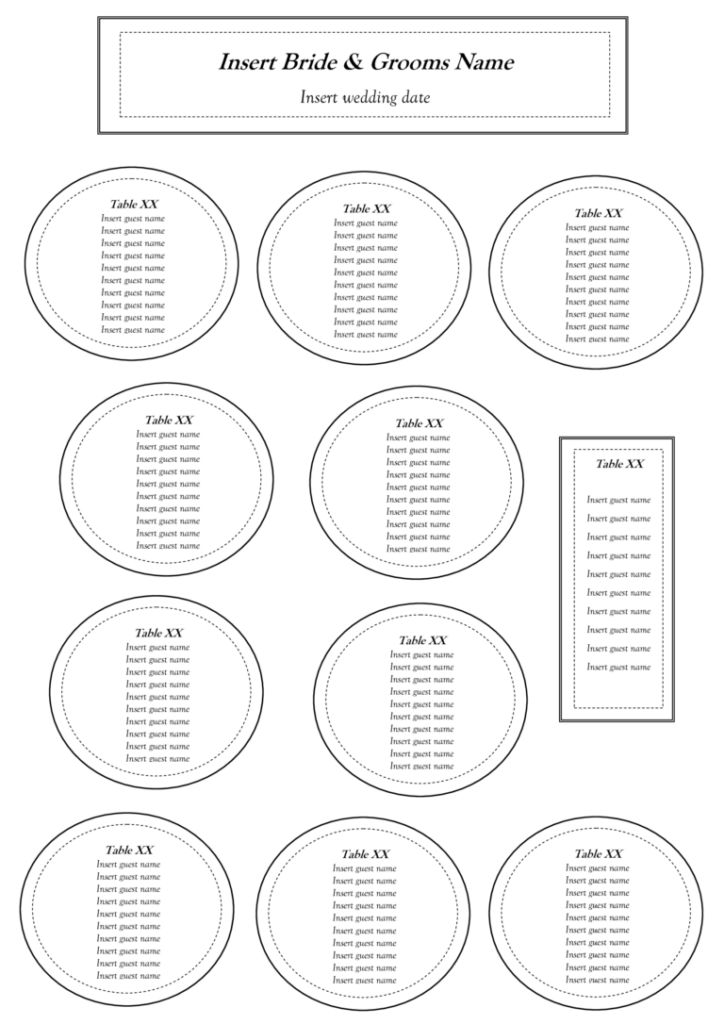 Printable Wedding Seating Chart Template