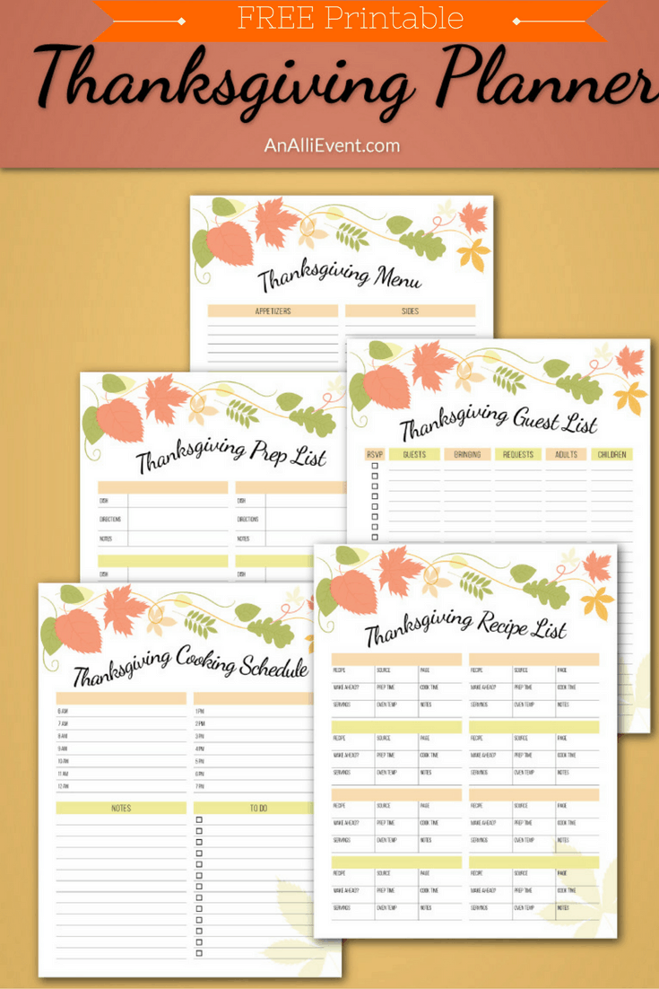 FREE Thanksgiving Planner Printable An Alli Event