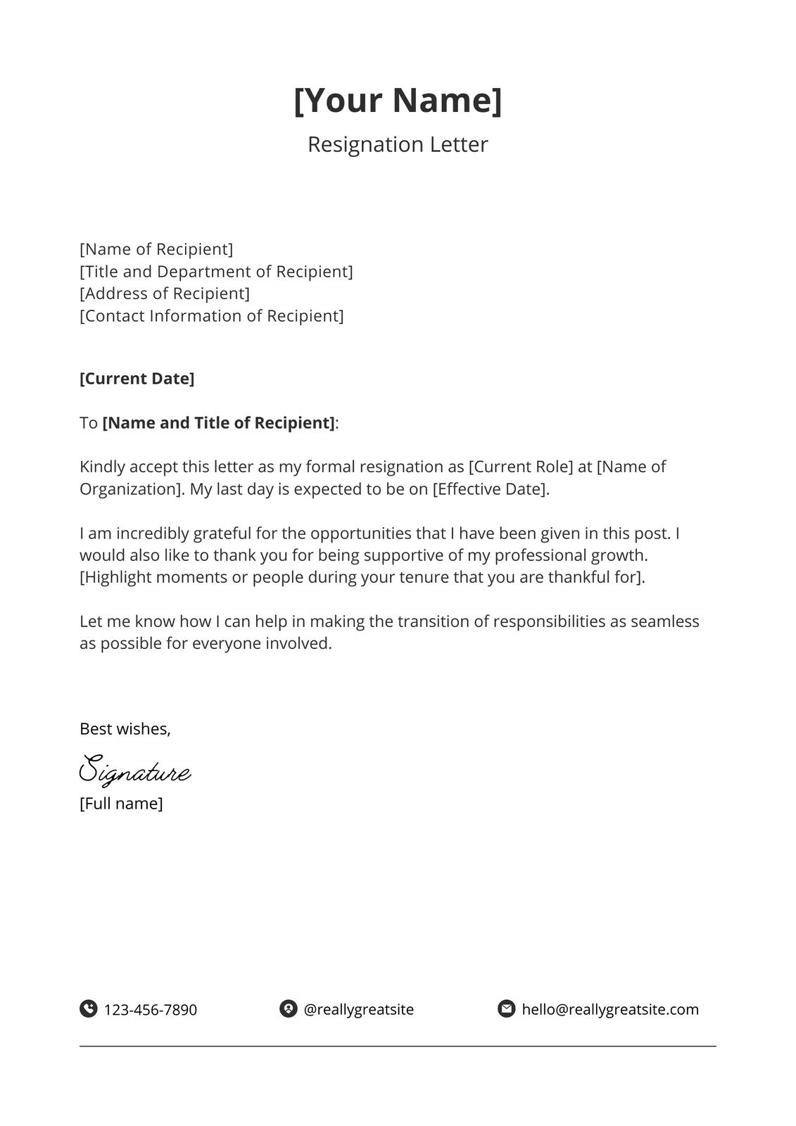 Free To Edit And Print Resignation Letter Templates Canva