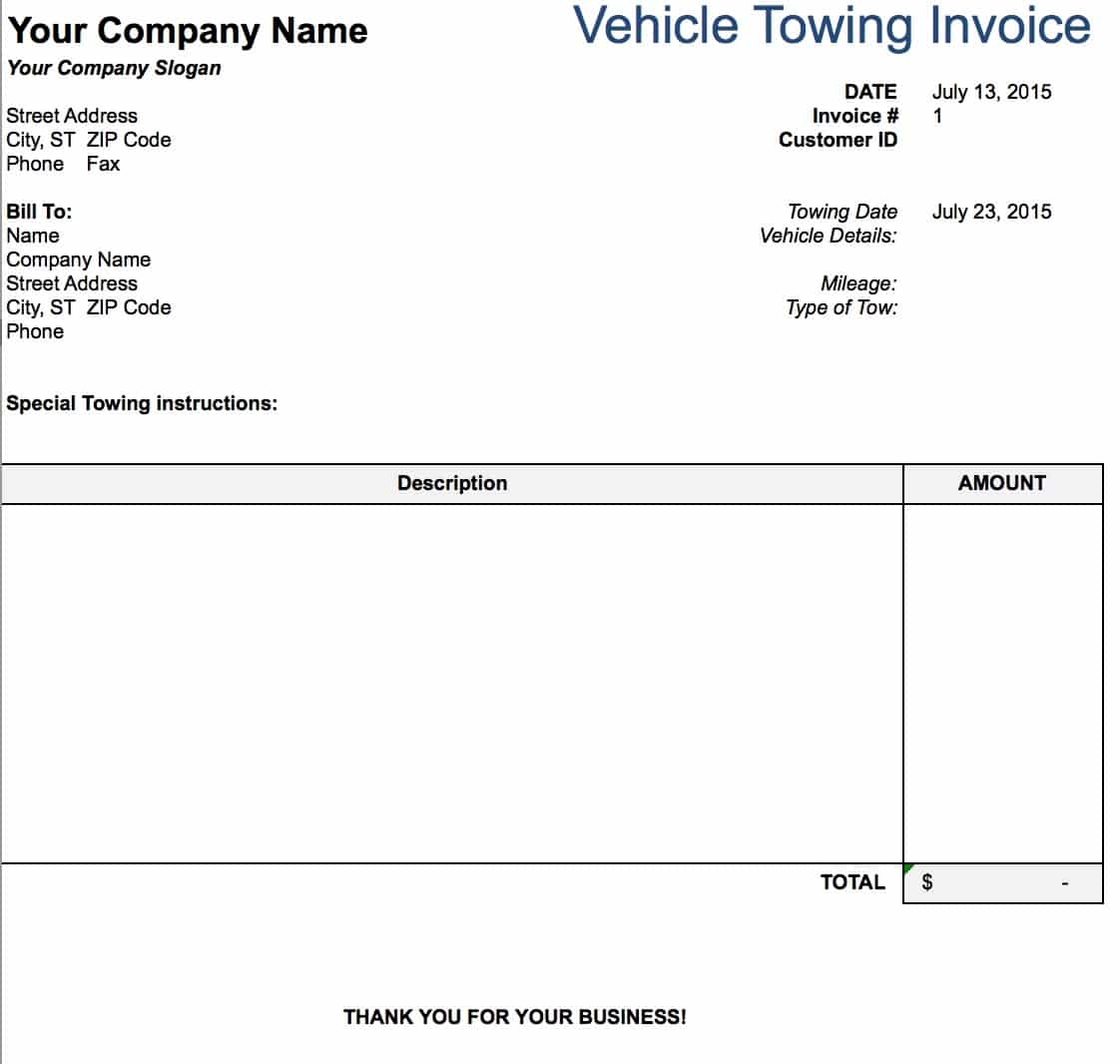 Free Towing Service Invoice Template PDF WORD EXCEL