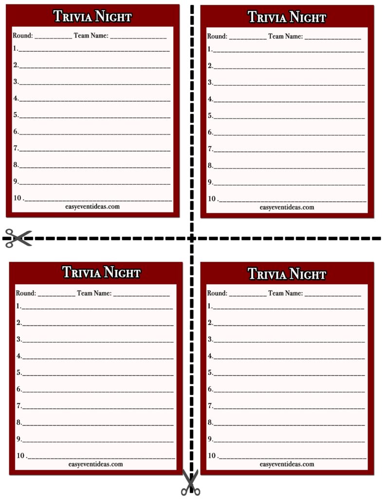 Trivia Template Printable