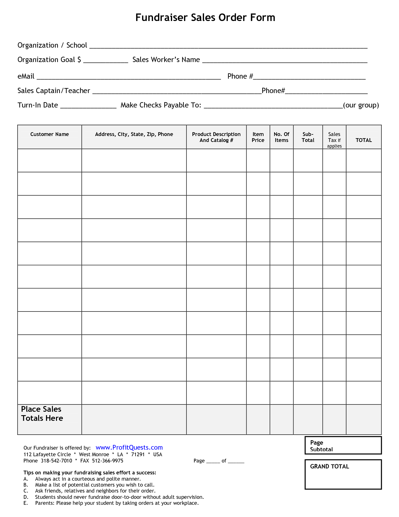 Fundraiser Order Form Fundraiser Order Form Template Fundraising Order Form Order Form Template Order Form Template Free