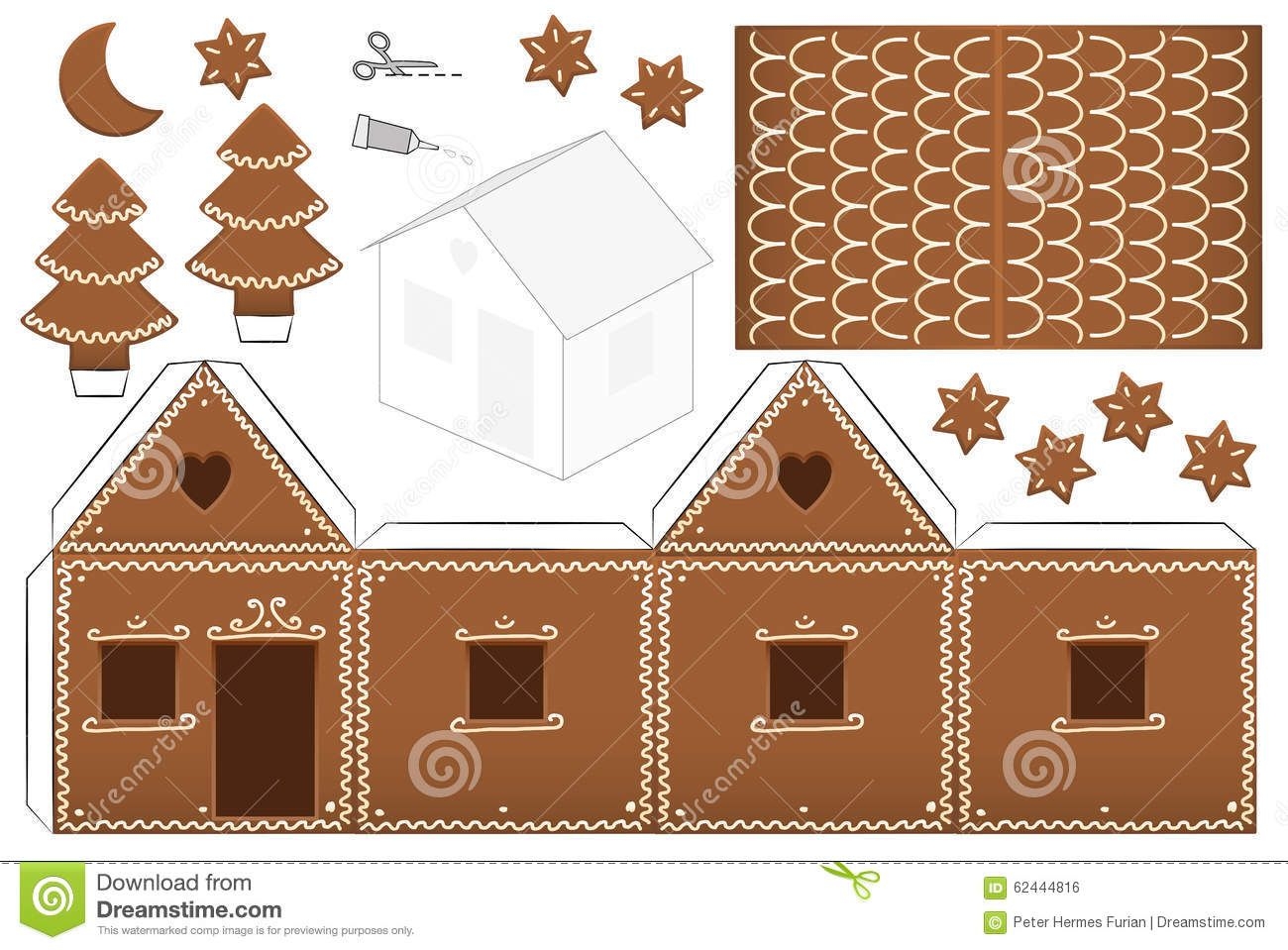 Gingerbread House Template Stock Photos Images Pictures 40 I Gingerbread House Template Cardboard Gingerbread House Gingerbread House Template Printable