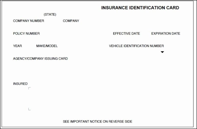 Printable Fake Auto Insurance Card Template Fillable Form 2023