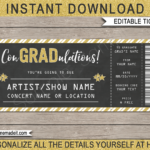 Graduation Concert Ticket Template Printable Gift Voucher ConGRADulations