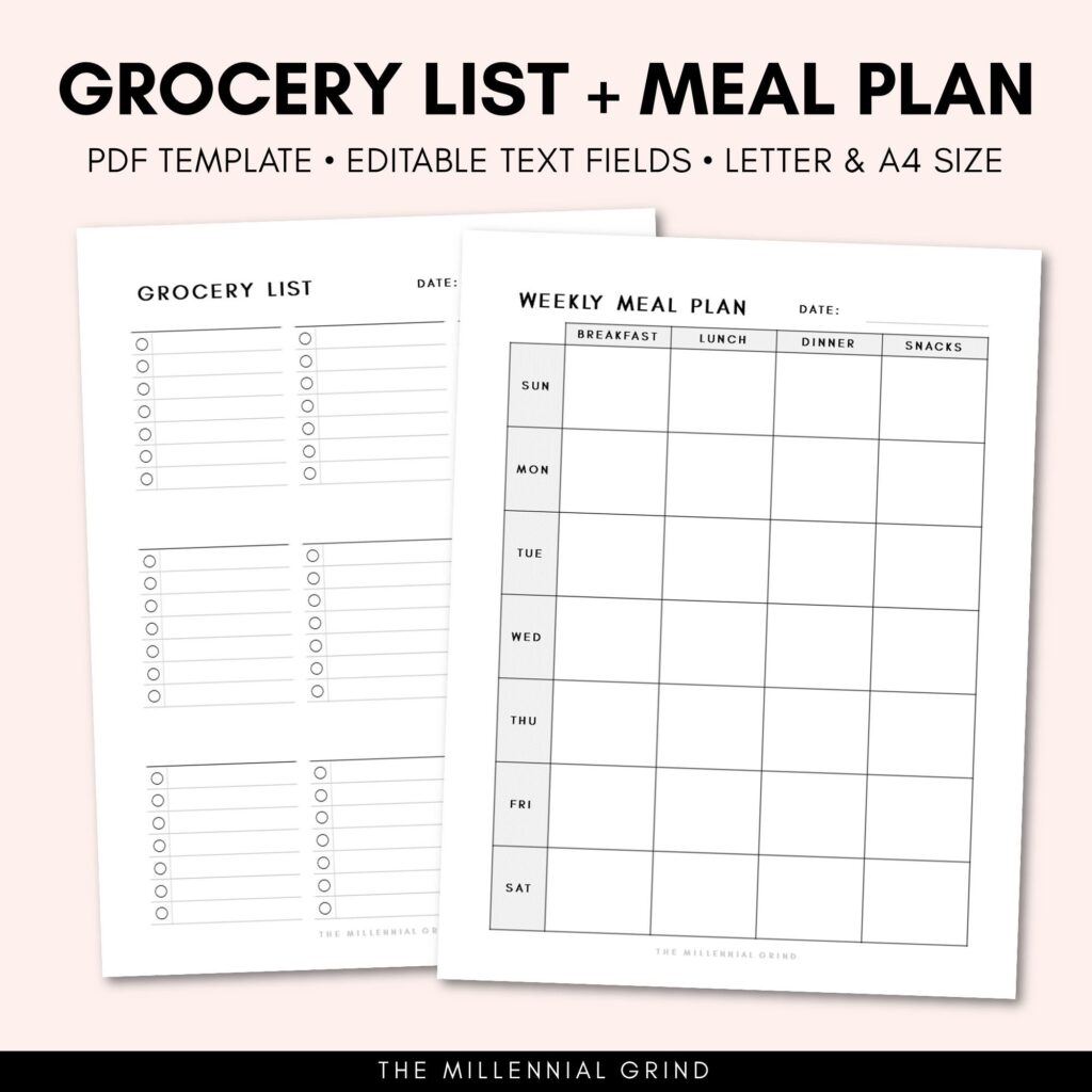 Printable Weekly Meal Planner With Grocery List