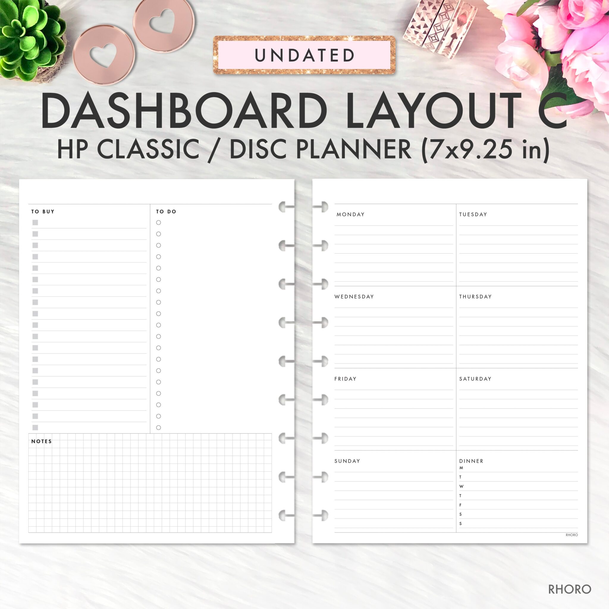 Happy Planner Dashboard Layout Printable Fillable Form 2023