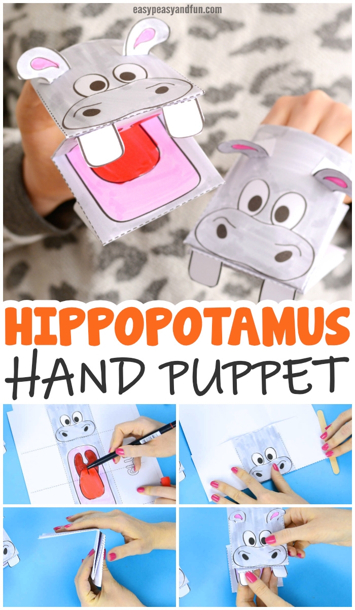 Hippopotamus Puppet Printable Template Easy Peasy And Fun